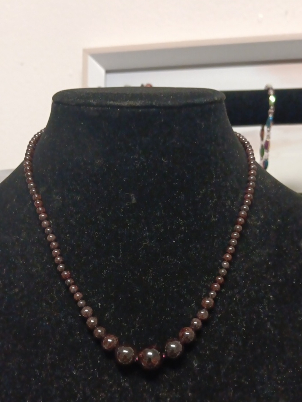 Mozambique Garnet 4-12mm 156.50 ctw Beaded Necklace in Stainless Steel 18-20"